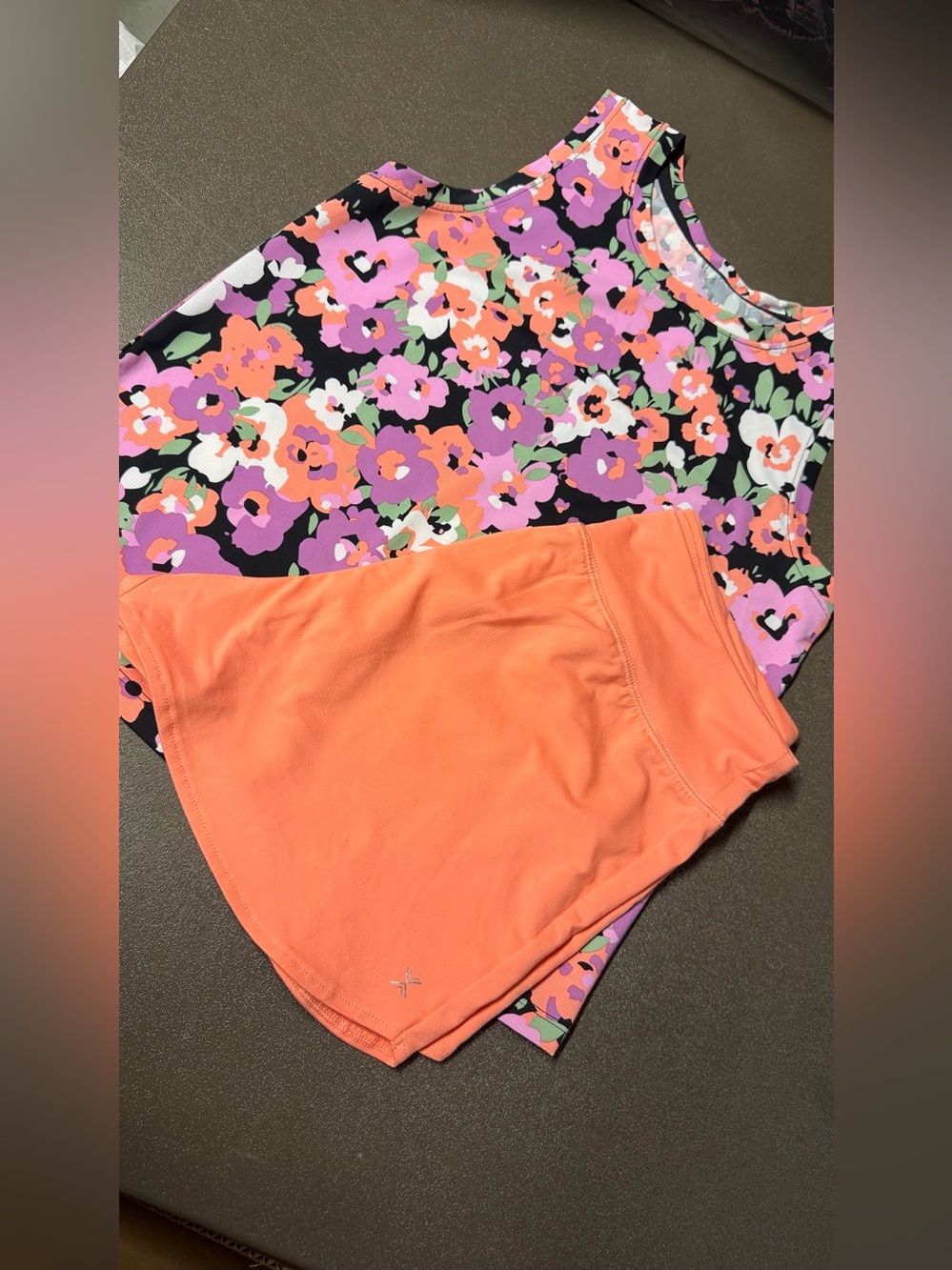 Floral Sleeveless Top with Coral Shorts